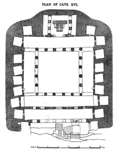 Plan över en "Vihara" kloster